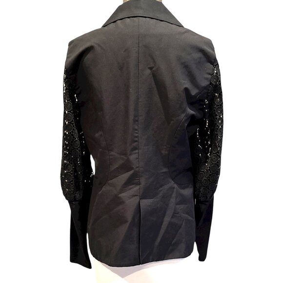 Anne Fontaine Charlottine Black Lace Eyelet Sleeve Blazer - Picture 3 of 11